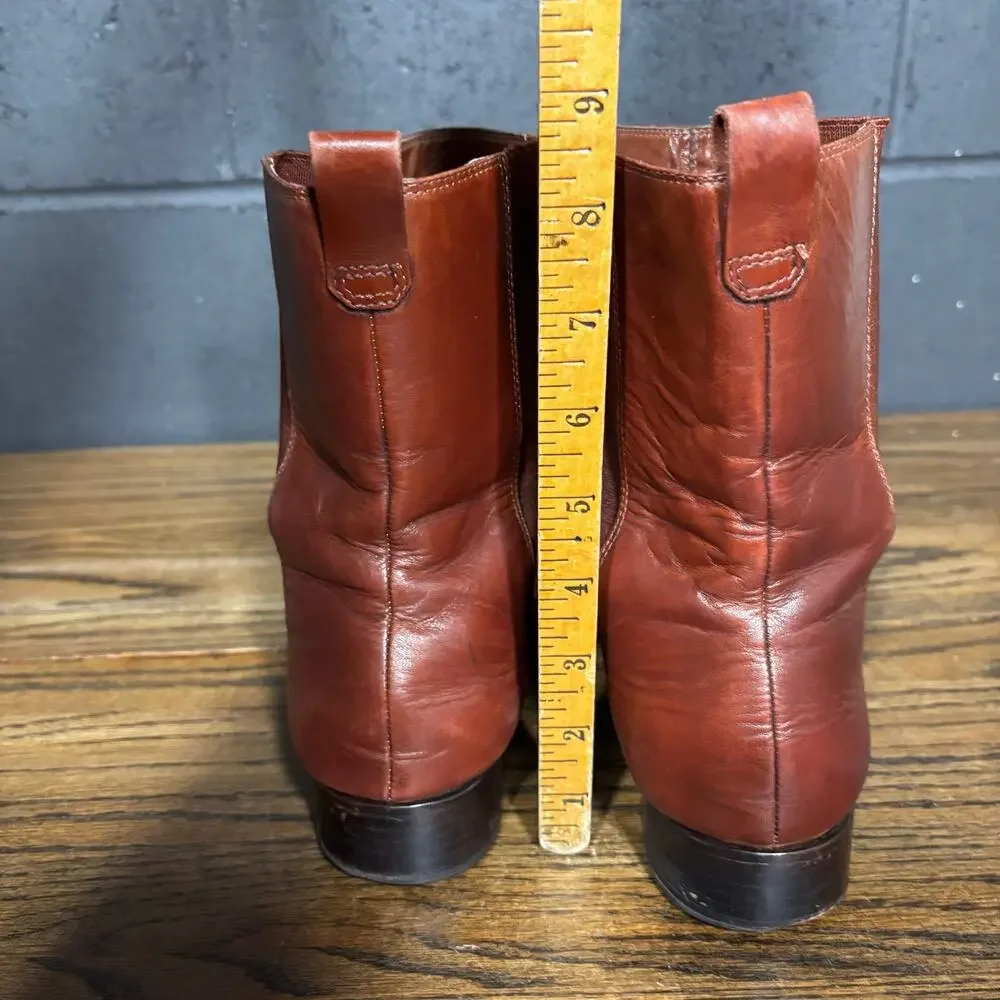 Vintage Lands’ End Brown Leather Chelsea Boots Square Toe Ankle Womens 9.5 - Picture 4 of 8